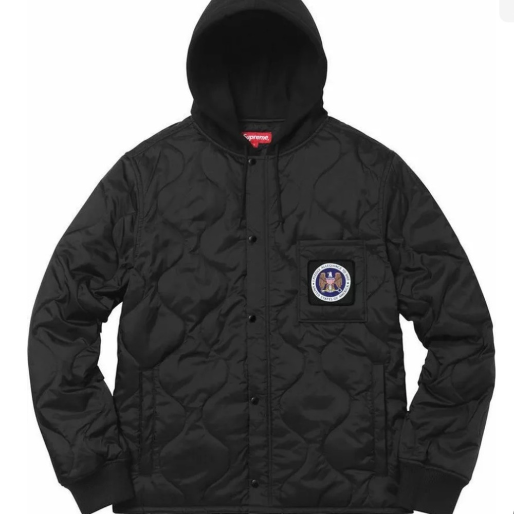 Supreme Hooded Quilted Liner Jacket Black FW17 - Mens M